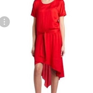 BCBGMAXAZRIA Angelika Jewelred Dress Stretch Waist Short Sleeve Red Women’s M